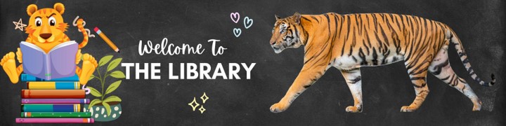 tiger reading books decorative banner
